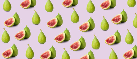 Many fig fruit on light color background. Pattern fro design