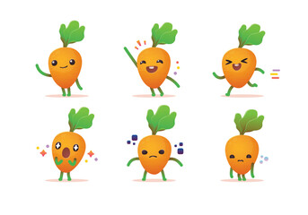 set of food vegetables carrot mascot character set