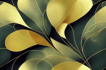 modern gold painting of abstract flower. The texture of the oriental style of gray and gold canvas with an abstract pattern. artist canvas art collection for decoration and interior