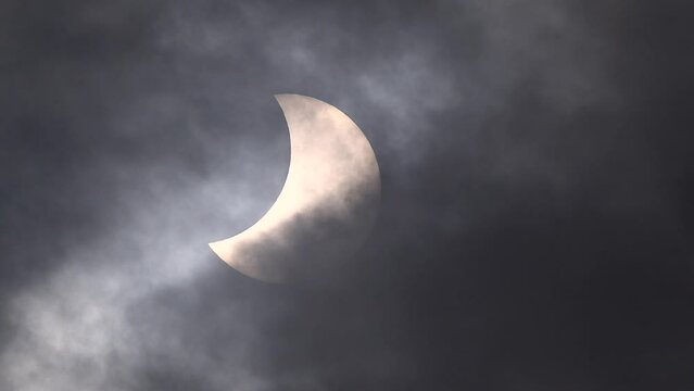 Amazing realtime raw footage of natural phenomenon solar eclipse across clouds and wind. Real video filmed on telescope with nikon Z9 high quality 8k camera