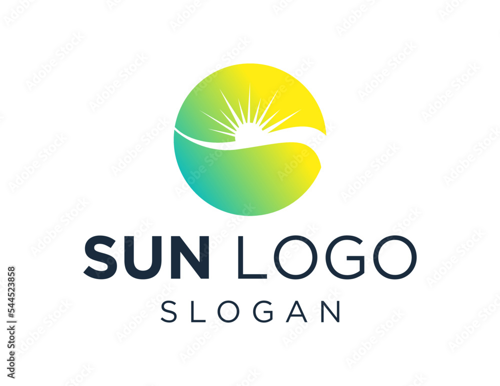 Poster logo design about sun on a white background. made using the coreldraw application.