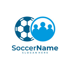 People Soccer logo template, Football logo design vector