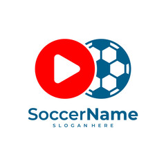 Play Soccer logo template, Football logo design vector