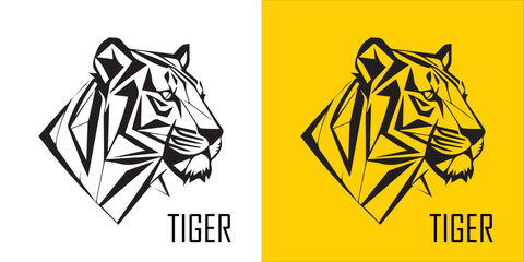 Tiger Head Side View Geometric Logo Vector. Tiger Head Tattoo Design. Tiger Vector Design Illustration