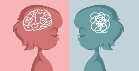 Little Child Dealing with Mental Health Problems at Early Age. Childhood trauma treated with phototherapy concept illustration
