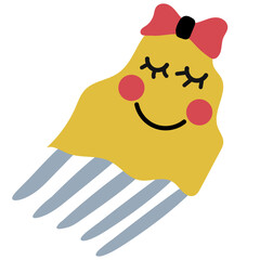 cute jelly fish childish hand drawn vector element