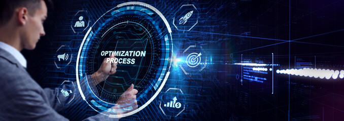 Optimization Software Technology Process System Business concept. Business, Technology, Internet...