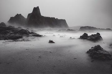 waves crashing on rocks