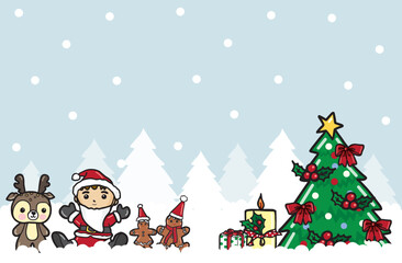 color painting set About symbols during the Christmas and New Year season with cuteness and bright colors.