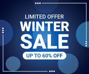 Limited offer Winter sale banner design with up to 60 percent off