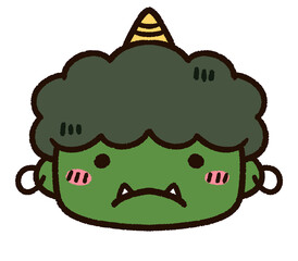 かわいい緑鬼のお面