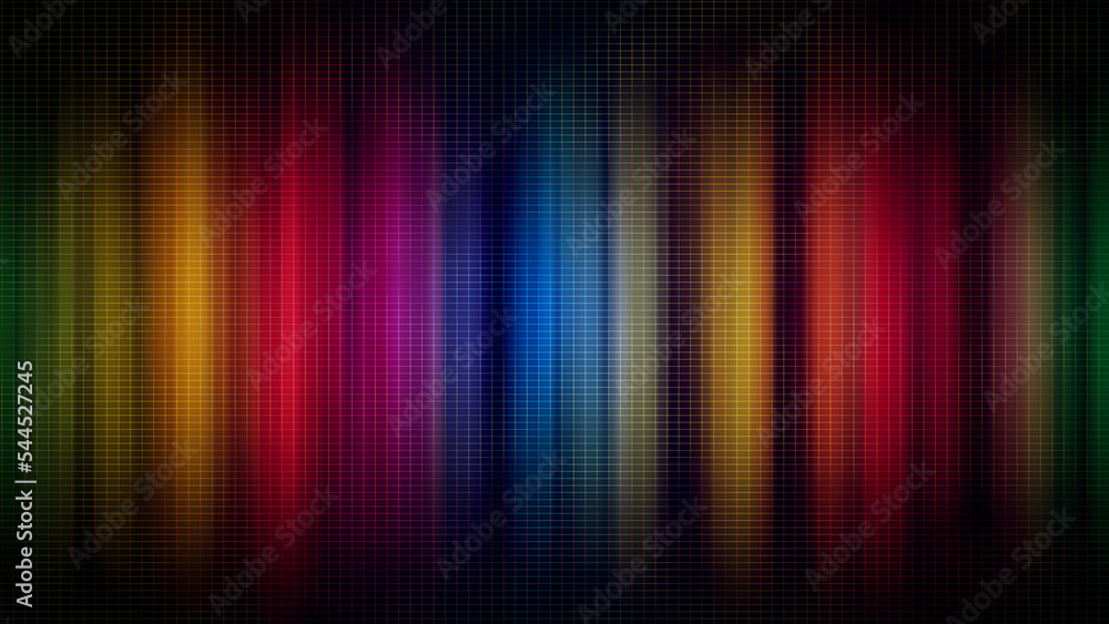 Poster abstract dark shiny rainbow blurry vertical light streaks with transparent intersecting vertical and