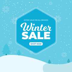 Flat winter sale banner deign