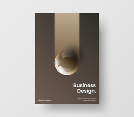 Minimalistic realistic spheres postcard template. Abstract magazine cover vector design illustration.