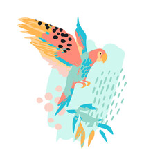 Abstract tropical illustration. Isolated design for tshirt, posters, covers, cards, interior decor and other