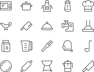 Cooking line icons set.