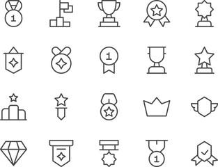 Award line icons set.