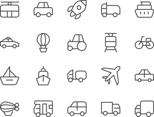 Transport line icons set.