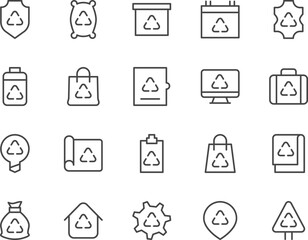 Recycling line icons set.