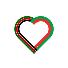 friendship concept. heart ribbon icon of kenya and burkina faso flags. vector illustration isolated on white background