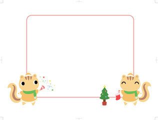 クリスマスの四角フレーム　リス