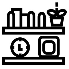 Bookshelf Furniture Home House Interior Office Shelf Icon