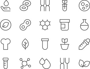 Biology line icons set.