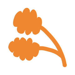 Autumn leaves colorful flat set of maple, oak, birch, bush, grass, yellow orange autumn trees and autumn bushes icons with golden autumn foliage leaves.