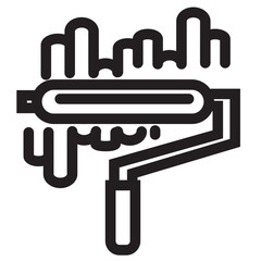 Building Interior Paint Repairs Roller Wall Icon