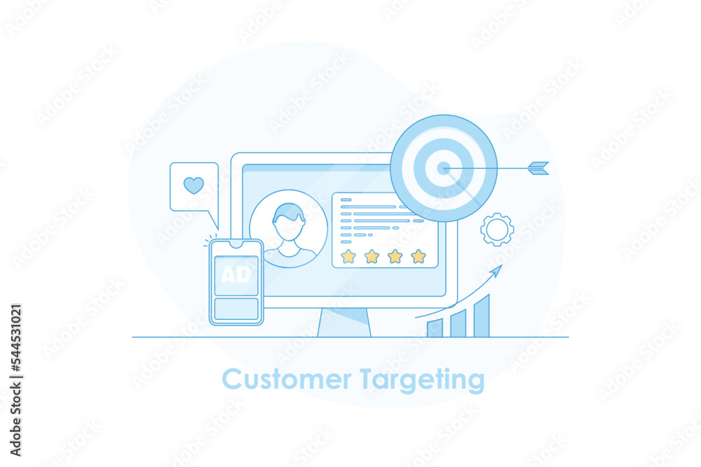 Poster reaching target customer with social media advertising network digital mobile and computer device co