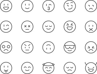 Emoji line icons set.