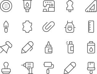 Crafting line icons set.