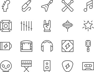 Rock line icons set.