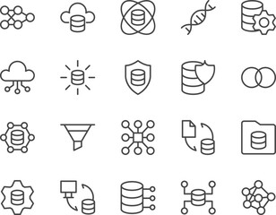 Data Science line icons set.