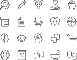 Therapy line icons set.