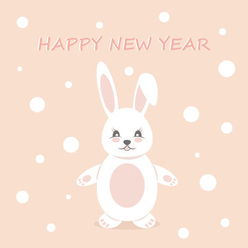 Happy new year card with cute bunny