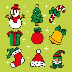 set of hand drawn Christmas cartoon