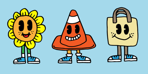 set of funny cartoon people