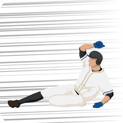 スライディングする野球の走者のイラスト2