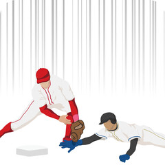 野球のタッチアウトイラスト