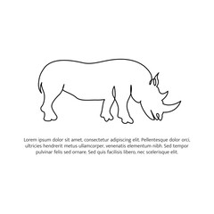Rhino line design. Wildlife decorative elements drawn with one continuous line. Vector illustration of minimalist style on white background.