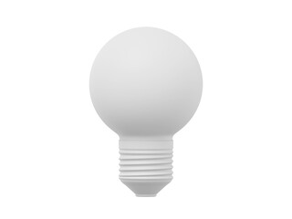 Realistic white light bulb. 3D rendering. Icon on white background