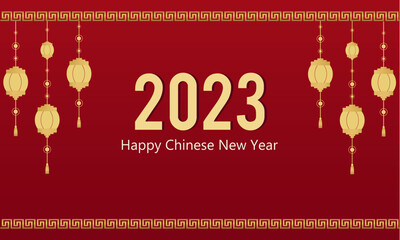 Naklejka premium Happy Chinese New Year.New 2023 year of the rabbit. Greeting card, banner template for the new year.