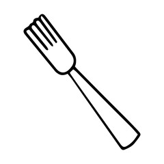 fork icon, sticker. sketch hand drawn doodle style. vector, minimalism, monochrome. dishes, cooking, food.