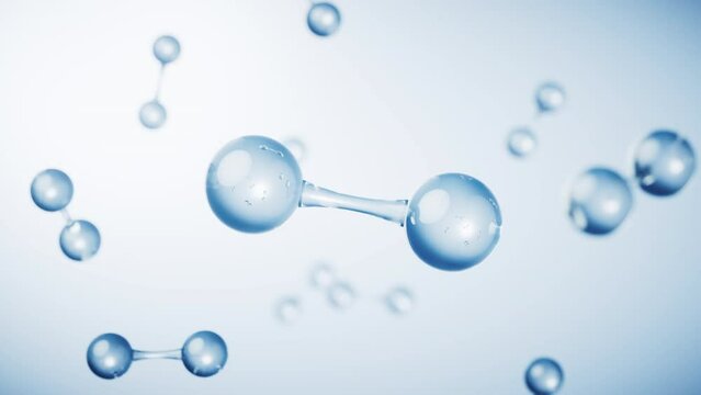 Molecules with blue background, 3d rendering.