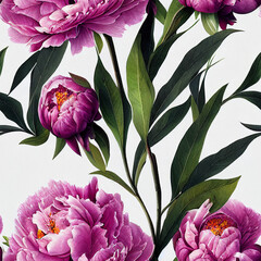 peony flowers seamless pattern. Repeat pattern