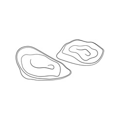 Oysters icon. Seafood clam sign. Vector cartoon hand drawn illustration.