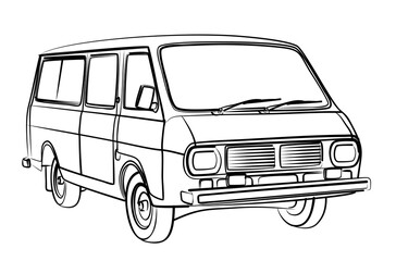 The Sketch of the passenger old bus.
