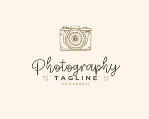 Photography Logo Template with Hand Drawn Camera