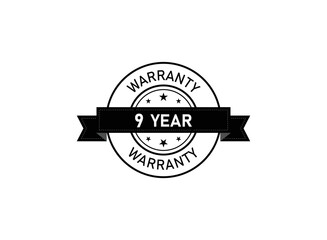 9 years warranty icon isolated on white background.